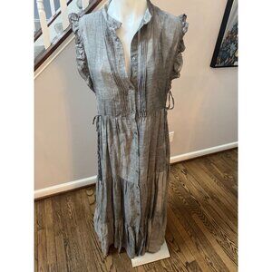 Seventy Venezia Italy Ruffled Tiered Maxi Dress Grey Size 40 / 8